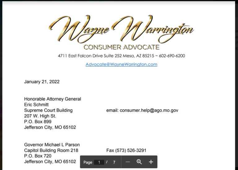 Wayne Warrington Case Referral to State AGs
